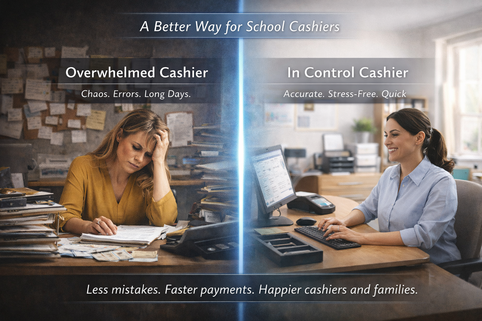 A Better Way for School Cashiers — Overwhelmed vs. In Control